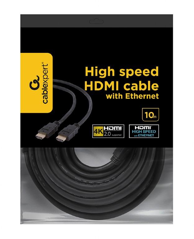 Кабель Cablexpert HDMI - HDMI V 2.0 (M/M), 10 м, чорний (CC-HDMI4-10M) пакет